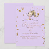 Paarse turnen tuimelen & draai verjaardagsfeestje kaart (Voorkant / Achterkant)