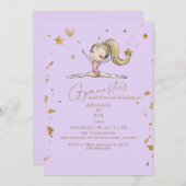 Paarse Turnen Tumble & Twirl Verjaardagsfeestje Kaart (Voorkant / Achterkant)