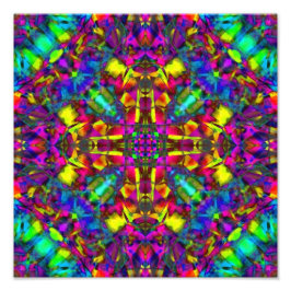 Paarse Turquiose en gele Mandala Pattern Foto Afdruk