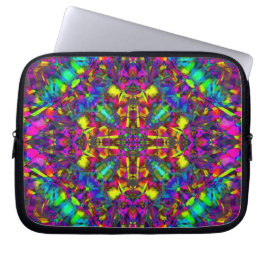 Paarse Turquiose en gele Mandala Pattern Laptop Sleeve