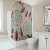 Paarse Turquiose Native Dream Catchers Micro Stipp Douchegordijn (In situ)