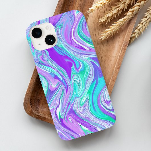 Paarse Turquoise Abstracte Twist Case-Mate iPhone Case