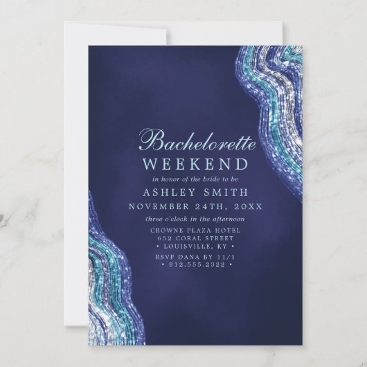 Paarse Turquoise Agate Geode Bachelorette-weekend Kaart (Voorkant)