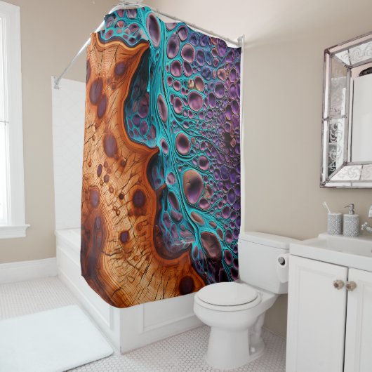 Paarse Turquoise Art Douchegordijn (In situ)