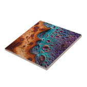 Paarse Turquoise Art Keramische Tegel Tegeltje (Zijkant)