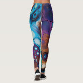 Paarse Turquoise Art Leggings (Achterkant)