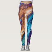 Paarse Turquoise Art Leggings (Voorkant)