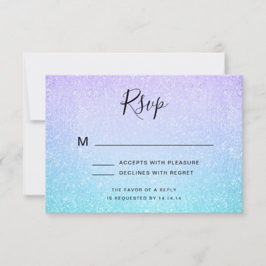 Paarse & Turquoise Bat Mitzvah RSVP Glitter Paint (Voorkant)