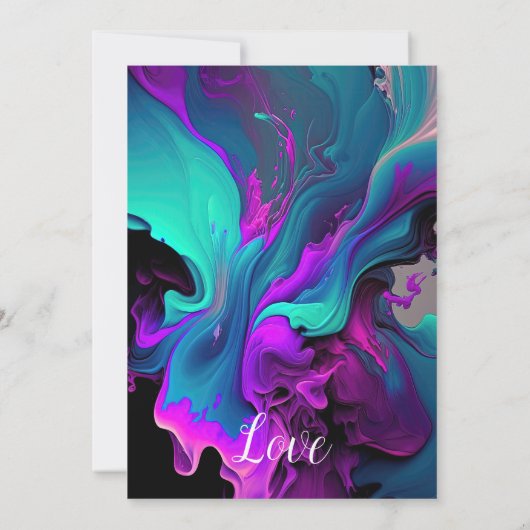 Paarse Turquoise Beauful Abstract fluid Wedding Kaart (Achterkant)