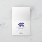 Paarse Turquoise Blauwe Dendrobium Orchidee Bruilo Bedankkaart (Binnen)