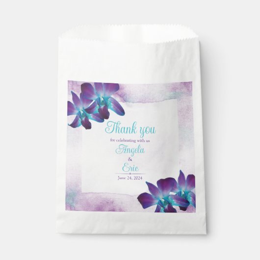 Paarse Turquoise Blauwe Dendrobium Orchidee Bruilo Bedankzakje (Voorkant)