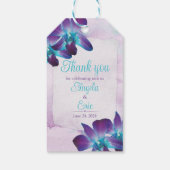 Paarse Turquoise Blauwe Dendrobium Orchidee Bruilo Cadeaulabel (Achterkant)
