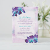 Paarse Turquoise Blauwe Dendrobium Orchidee Bruilo Informatiekaartje (Staand voorkant)