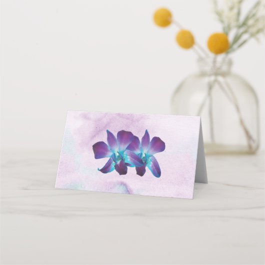 Paarse Turquoise Blauwe Dendrobium Orchidee Bruilo Plaatskaartje (Achterkant)