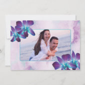 Paarse Turquoise Blauwe Dendrobium Orchidee Bruilo Save The Date (Achterkant)