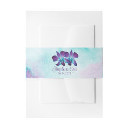 Paarse Turquoise Blauwe Dendrobium Orchidee Bruilo Uitnodigingen Wikkel