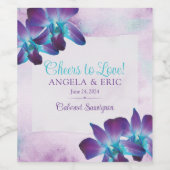 Paarse Turquoise Blauwe Dendrobium Orchidee Bruilo Wijn Etiket (Enkel label)