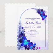 Paarse Turquoise Blauwe Orchidee Bruidsdouche Kaart (Voorkant / Achterkant)