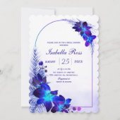 Paarse Turquoise Blauwe Orchidee Bruidsdouche Kaart (Voorkant)