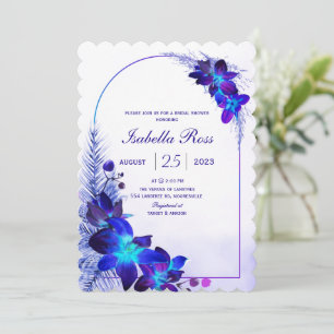 Paarse Turquoise Blauwe Orchidee Bruidsdouche Kaart
