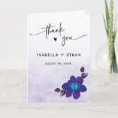 Paarse turquoise blauwe orchidee bruiloft dank u bedankkaart (Voorkant)