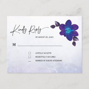 Paarse Turquoise Blauwe Orchidee Huwelijk Briefkaart