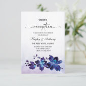 Paarse Turquoise Blauwe Orchidee Ontvangst RSVP Kaartje (Staand voorkant)
