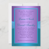 Paarse, turquoise bloemige monogram bruiloft uitno kaart (Achterkant)