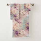 Paarse turquoise bloesem bad handdoek (Insitu)
