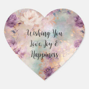 Paarse turquoise bloesem hart sticker