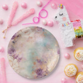 Paarse turquoise bloesem papieren bordje (Feest)