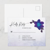 Paarse Turquoise Blue Orchid Wedding Briefkaart (Voorkant / Achterkant)