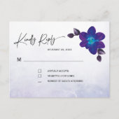 Paarse Turquoise Blue Orchid Wedding Briefkaart (Voorkant)