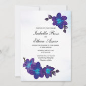 Paarse Turquoise Blue Orchid Wedding Kaart (Voorkant)