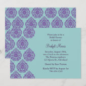 Paarse/Turquoise Damask Bruidsdouche Uitnodiging (Voorkant / Achterkant)