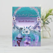 Paarse & Turquoise Droomvanger Boho Bruiloft Borre Kaart (Staand voorkant)
