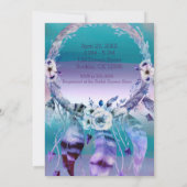 Paarse & Turquoise Droomvanger Boho Bruiloft Borre Kaart (Achterkant)