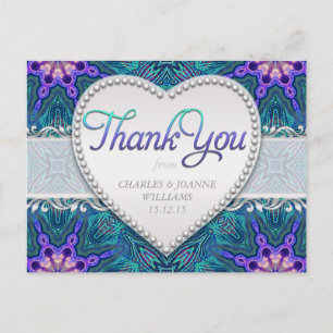 Paarse Turquoise Elegante Trouwkaart Bedankt Briefkaart