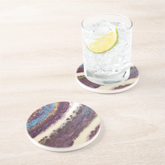 Paarse Turquoise en goudOnderzetter Zandsteen Onderzetter (Zijkant)