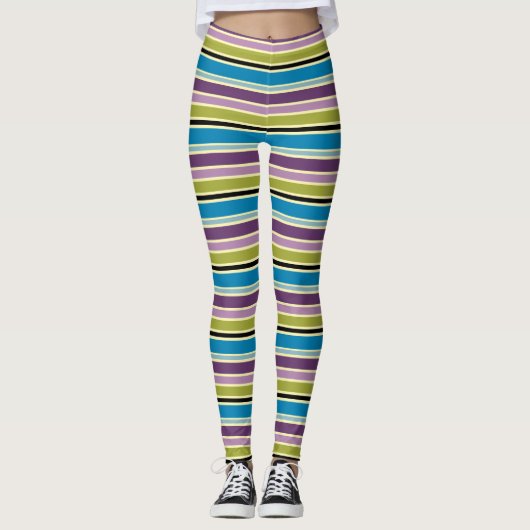 Paarse Turquoise en Mauve Leggings (Voorkant)