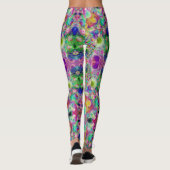 Paarse Turquoise Fractal Pattern Custom Name Leggings (Achterkant)