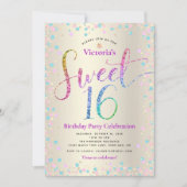 Paarse Turquoise Glitter Sweet 16 Birthday Gold Kaart (Voorkant)