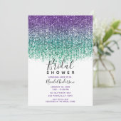 Paarse Turquoise Glitterende Bruiloft Feest Kaart (Staand voorkant)