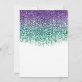 Paarse Turquoise Glitterende Bruiloft Feest Kaart (Achterkant)