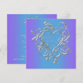 Paarse Turquoise Hart Sweet 16 Feest Kaart (Voorkant / Achterkant)