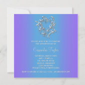 Paarse Turquoise Hart Sweet 16 Feest Kaart (Achterkant)
