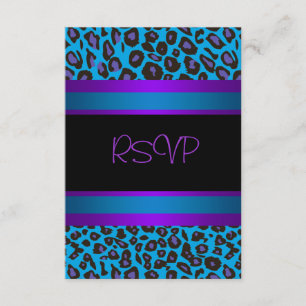 Paarse Turquoise Luipaard Sweet 16 Verjaardagsfees RSVP Kaartje