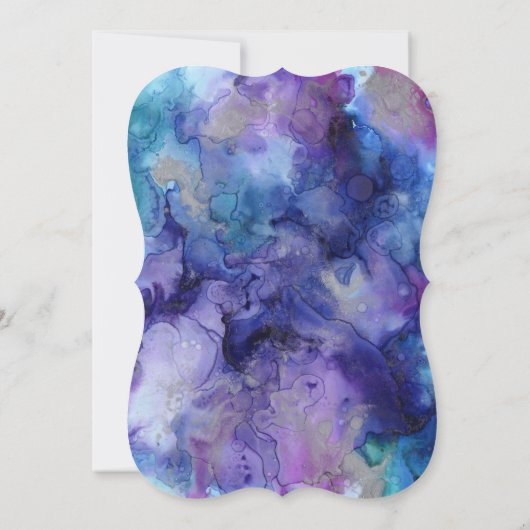 Paarse & Turquoise Marmeren Bruids Douche Uitnodig Kaart (Achterkant)
