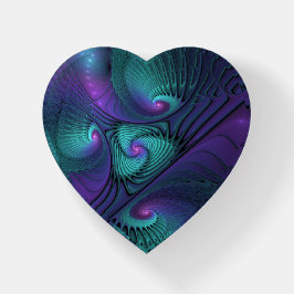 Paarse Turquoise Modern Abstract Fractal Art Heart