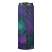 Paarse Turquoise modern abstract Fractal Monogram Thermosbeker (Achterkant)